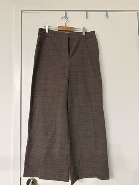 Wide-Leg Houndstooth Dress Pants